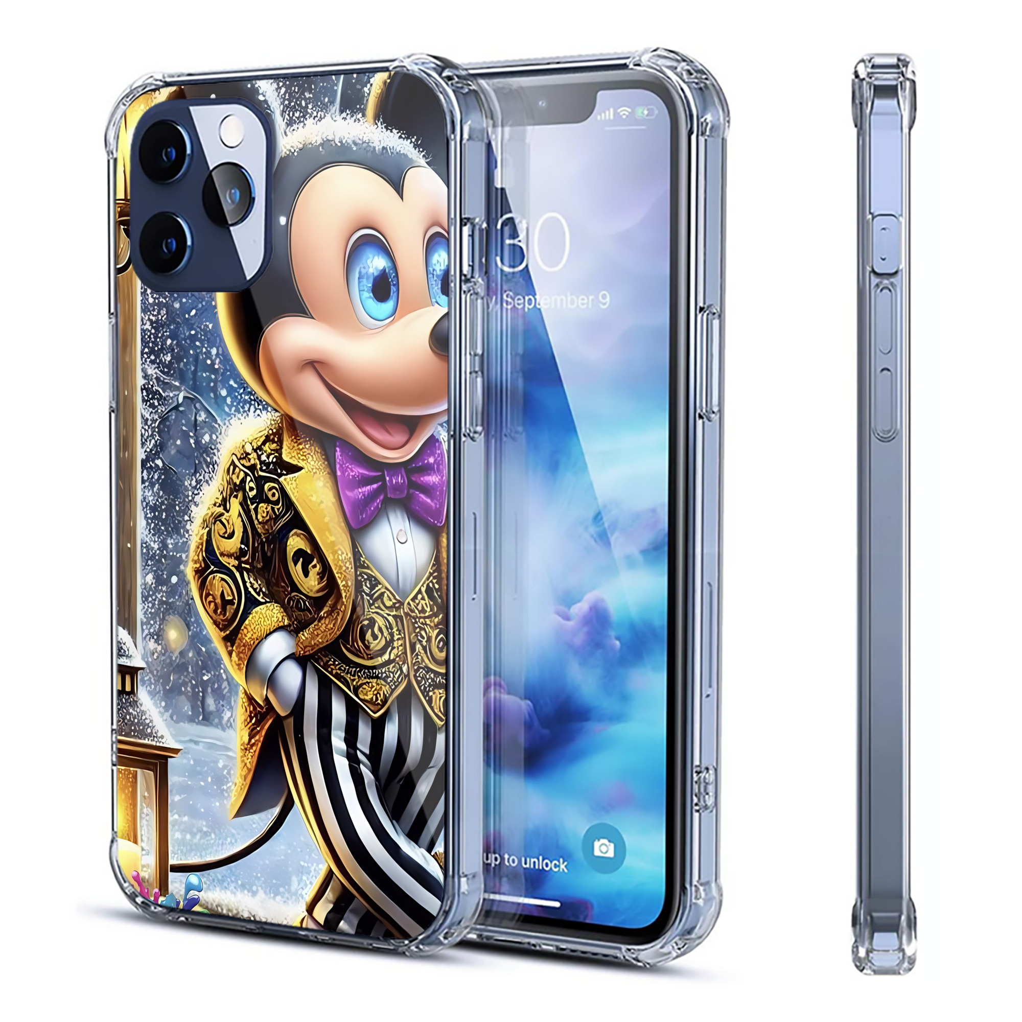 （画像用） ミッキーマウス Mickey Mouse 【iPhone 12シリーズ対応】透明スマホケース（クリアソフトケース）